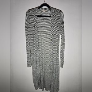 LIGHT KNIT LOFT FULL LENGTH FOREST GREEN PINSTRIPE CARDIGAN